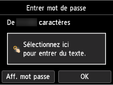 Écran Entrer mot de passe